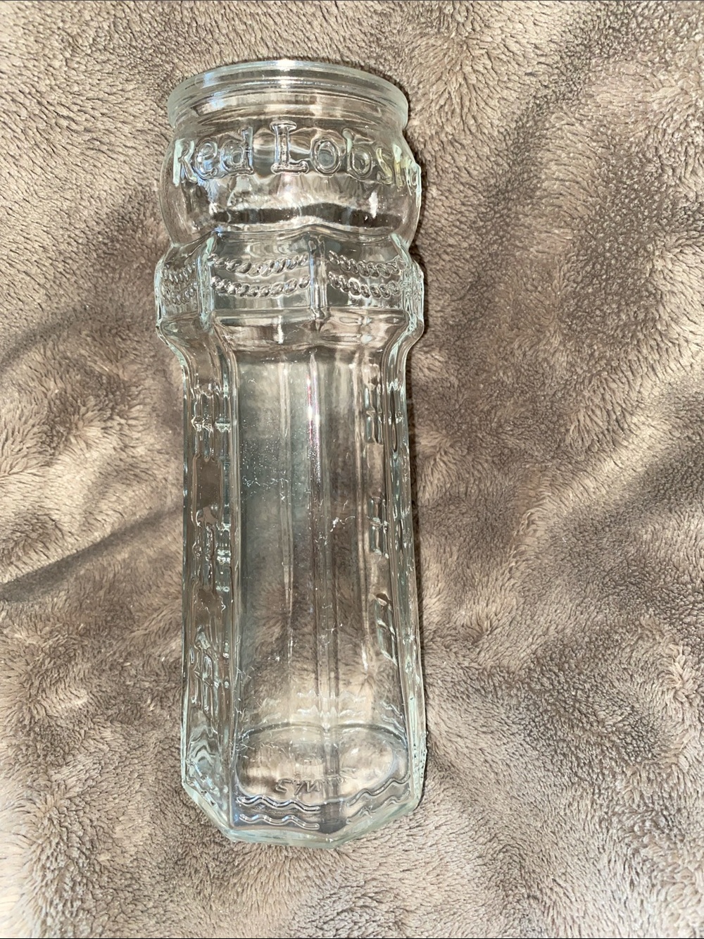 Vintage Red Lobster Embossed Lighthouse Glass 8”Tall